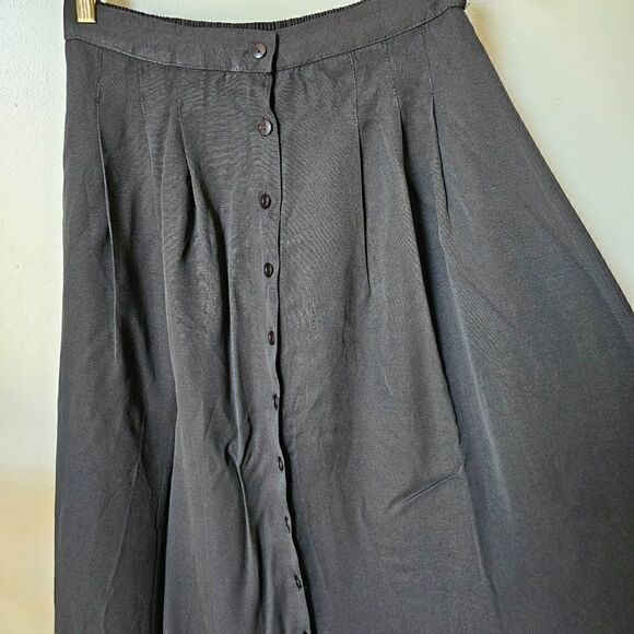 EUC VINTAGE ST. JULIAN WOMAN BLACK RAYON BUTTON DOWN MAXI SKIRT SIZE 16/ L-XL - Picture 4 of 12